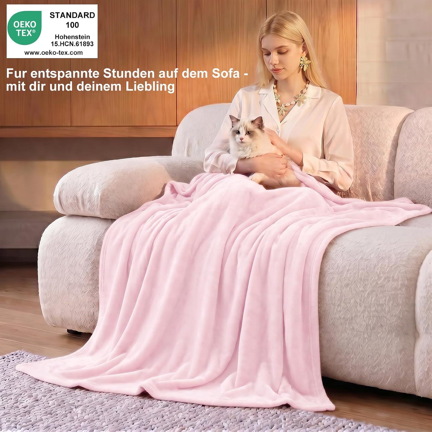 Thumbnail 1 de WAVVE Kuscheldecke Flauschige Decke Rosa 230x270 cm – Hochwertige Mikrofaser, OEKO-TEX geprüft