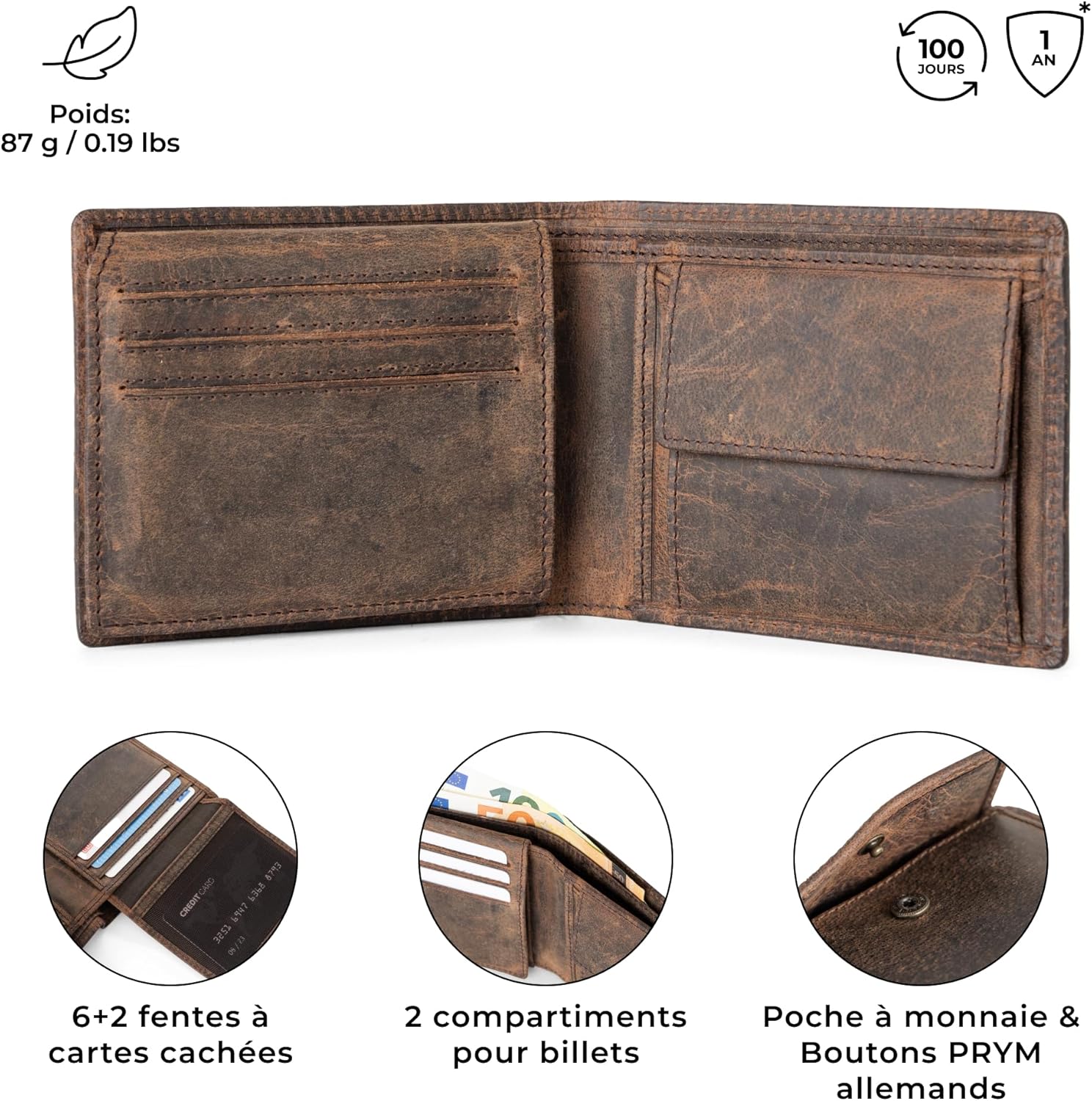 Thumbnail 2 de Berliner Bags Peter Portefeuille en Cuir avec RFID — Porte-monnaie compact et robuste, Marron
