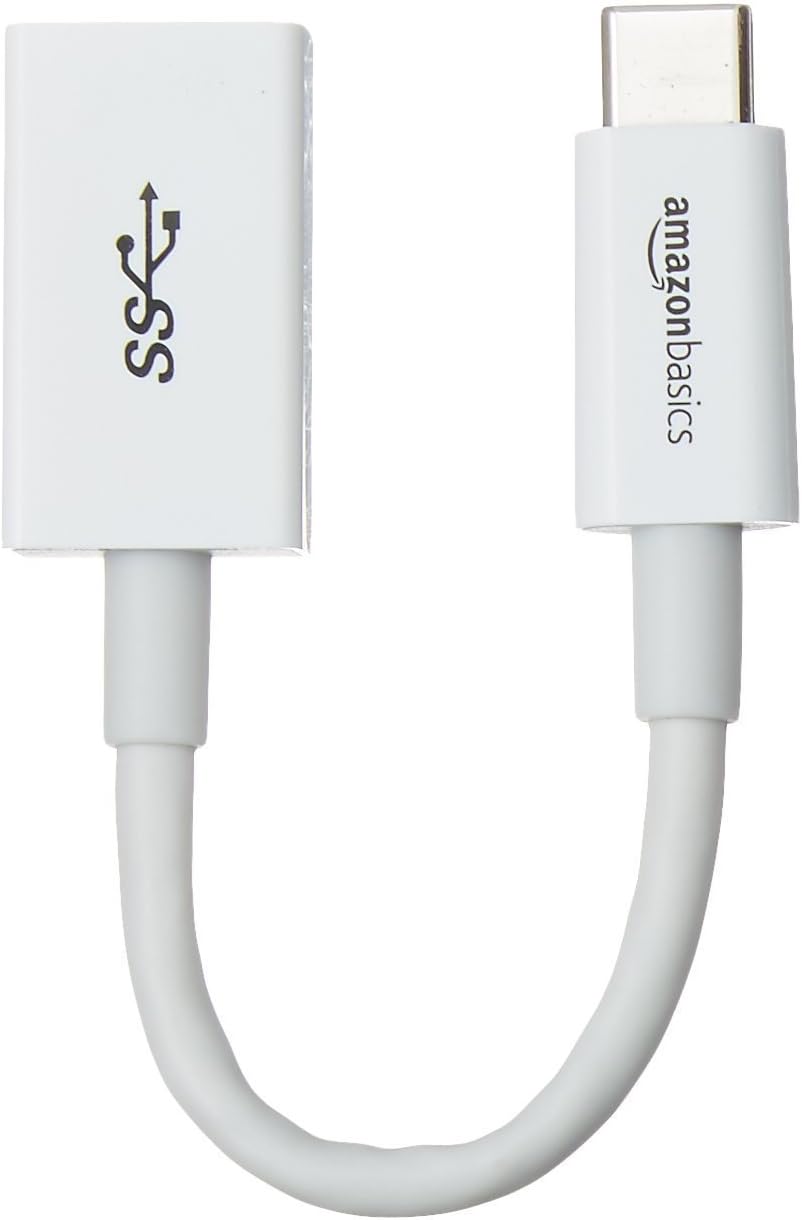 Detalle de Amazon Basics USB-C to USB-A 3.1 Gen1 Female Adapter Cable Converter (5Gbps) – 15W, USB-IF Certified