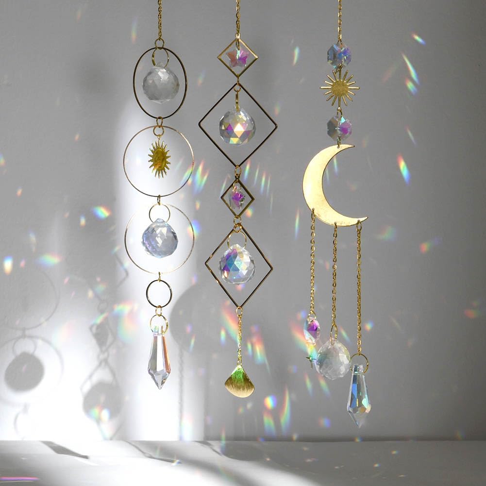 Detalle de OFFCUP kristallen zonnevangers, set van 3 regenboogprisma’s om op te hangen