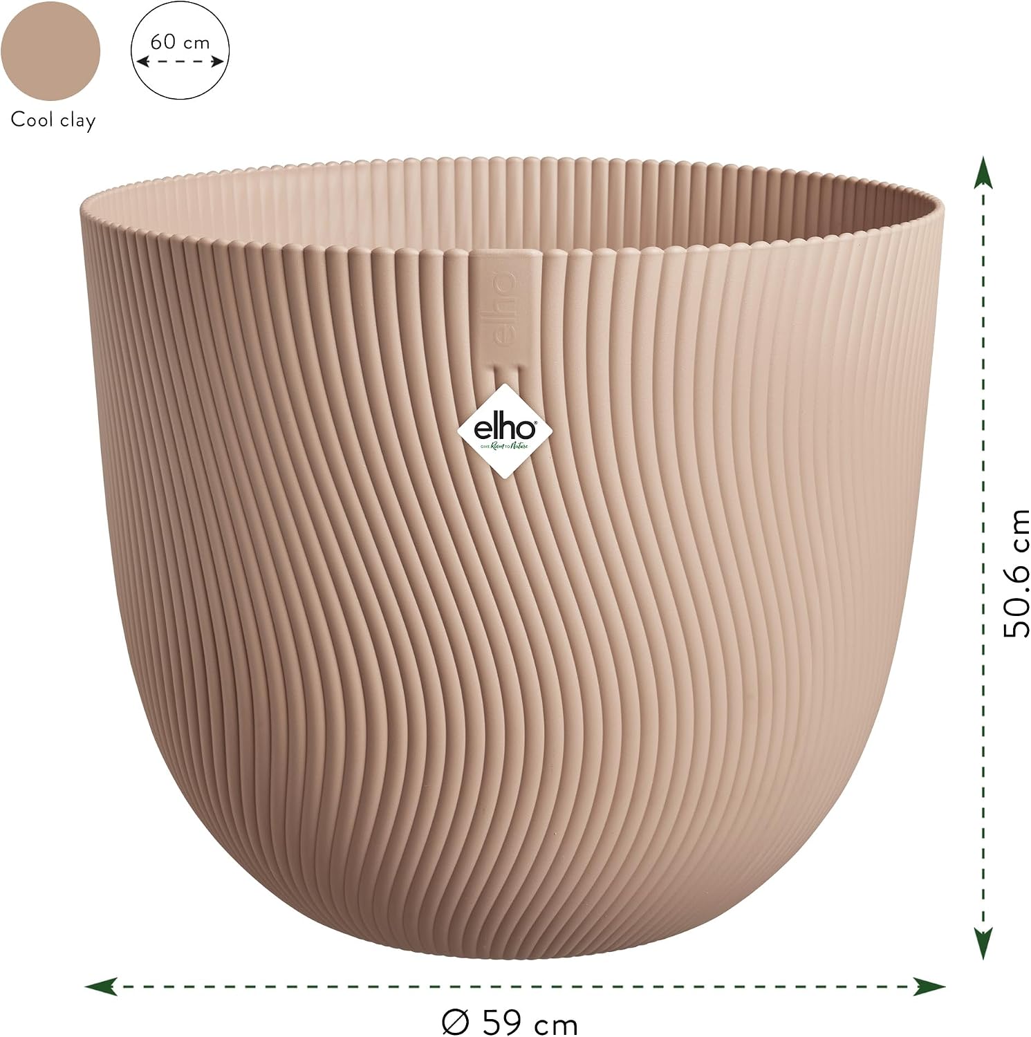 Detalle 2 de Elho Sereh Round 60cm – Vaso per piante in plastica riciclata al 100%
