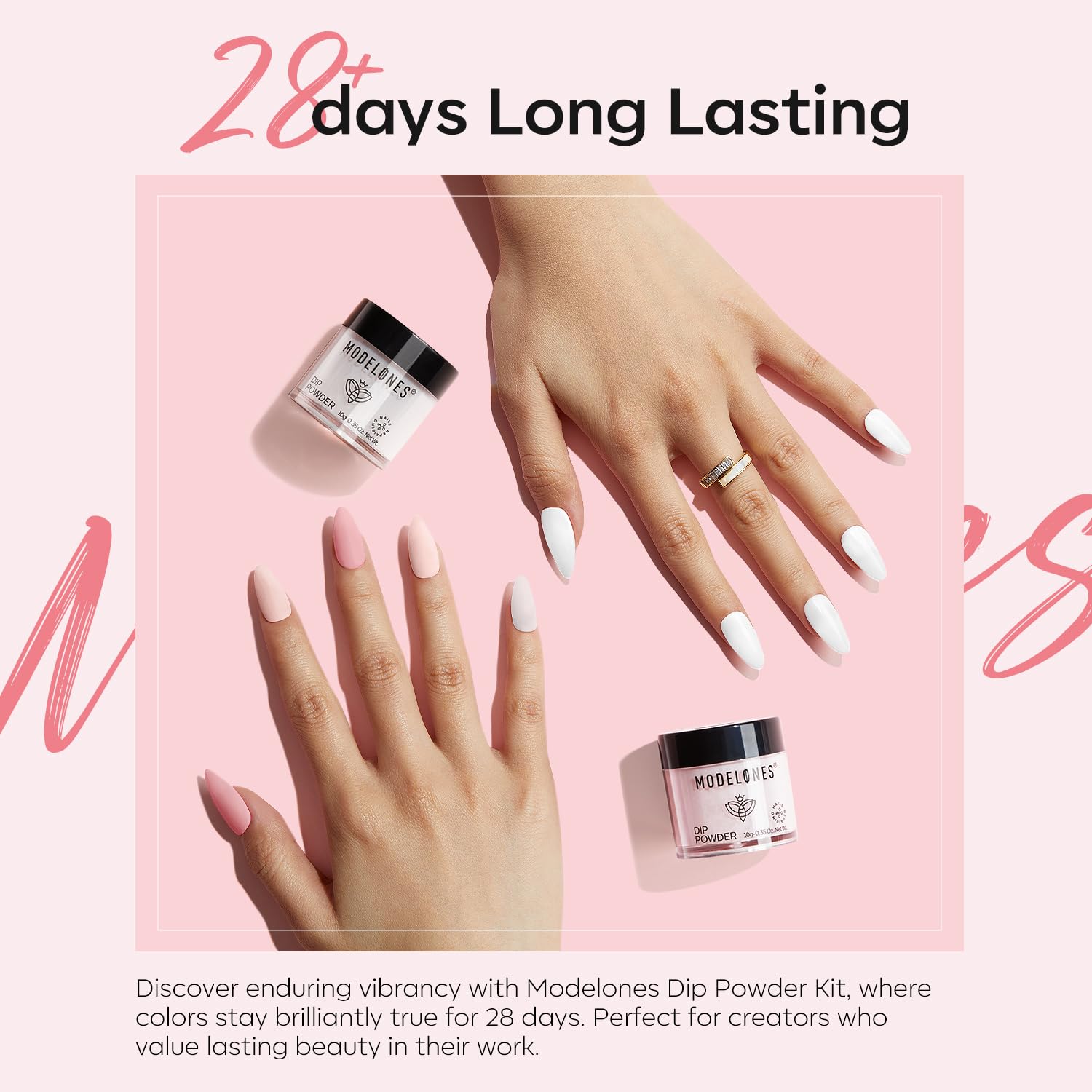 Thumbnail 3 de Modelones Dip Powder Nail Kit: 4 Colors with No-Lamp Easy at-Home French & Nail Art Starter Set