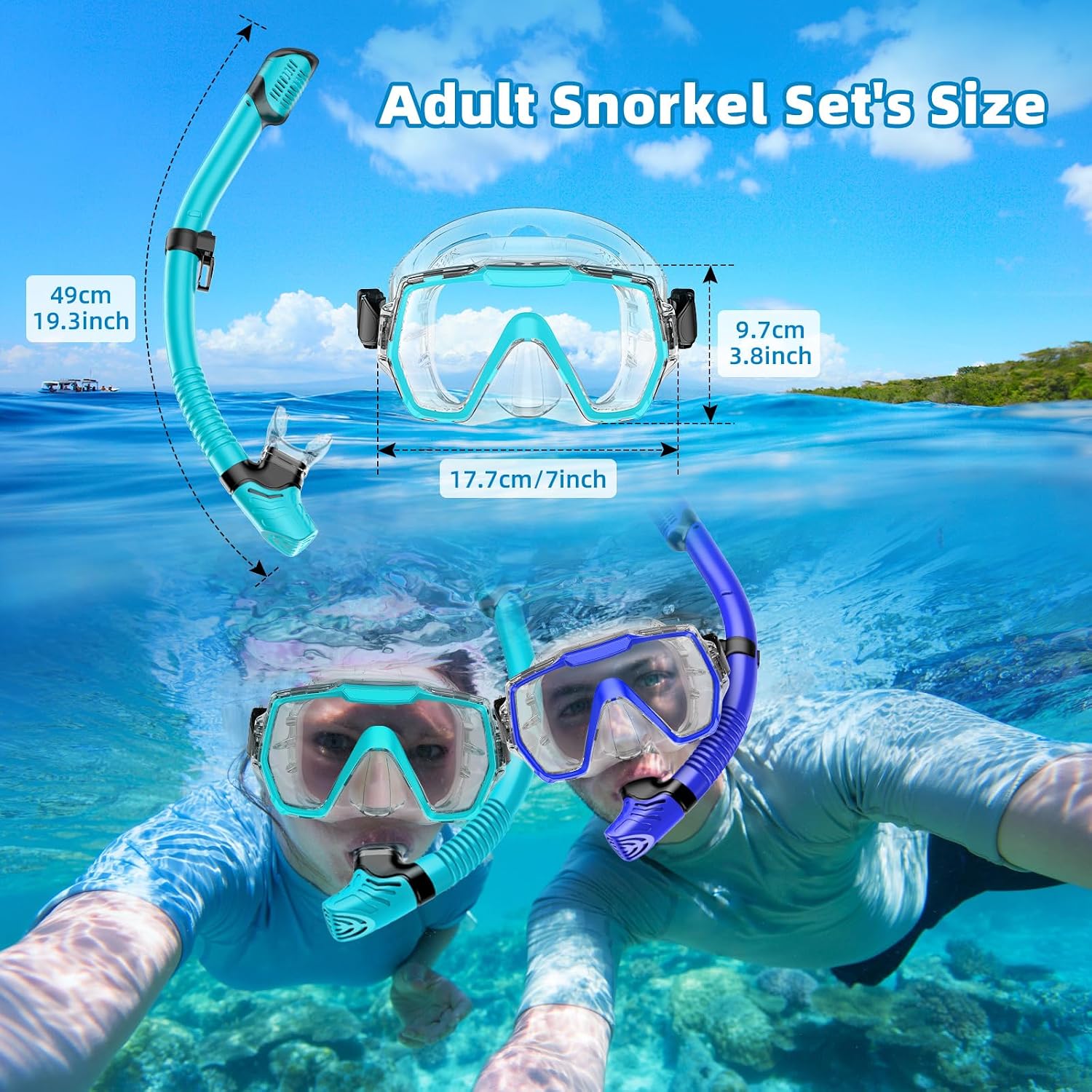 Thumbnail 1 de Honlanor Snorkel set 180° panoramic mask