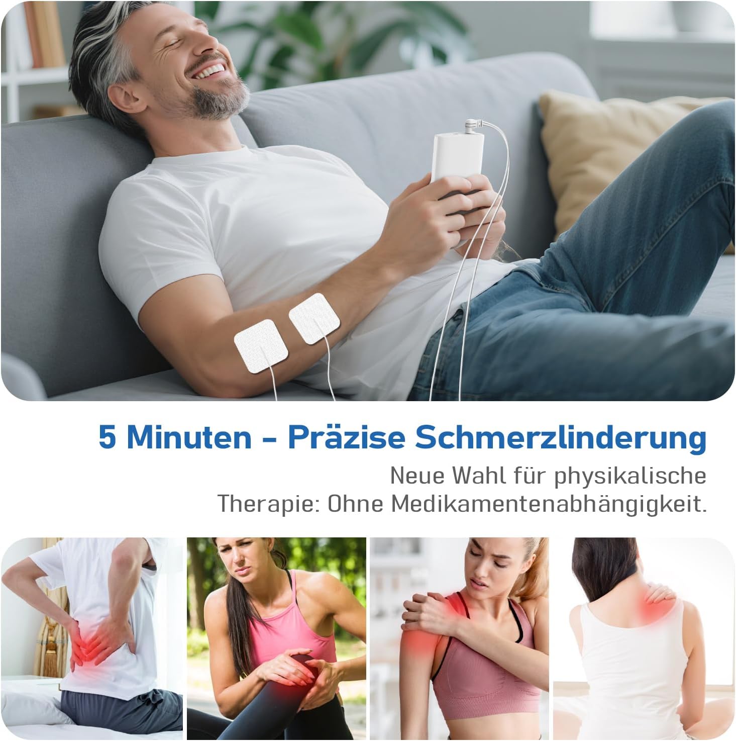 Thumbnail 3 de GHTENS TENS Gerät Schmerztherapie 5‑in‑1 mit 80 Programmen