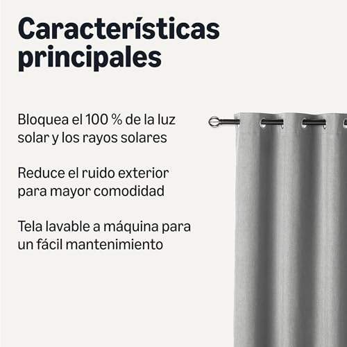 Detalle 2 de Amazon Basics Cortinas 100% Opacas 132 x 244 cm 🏠