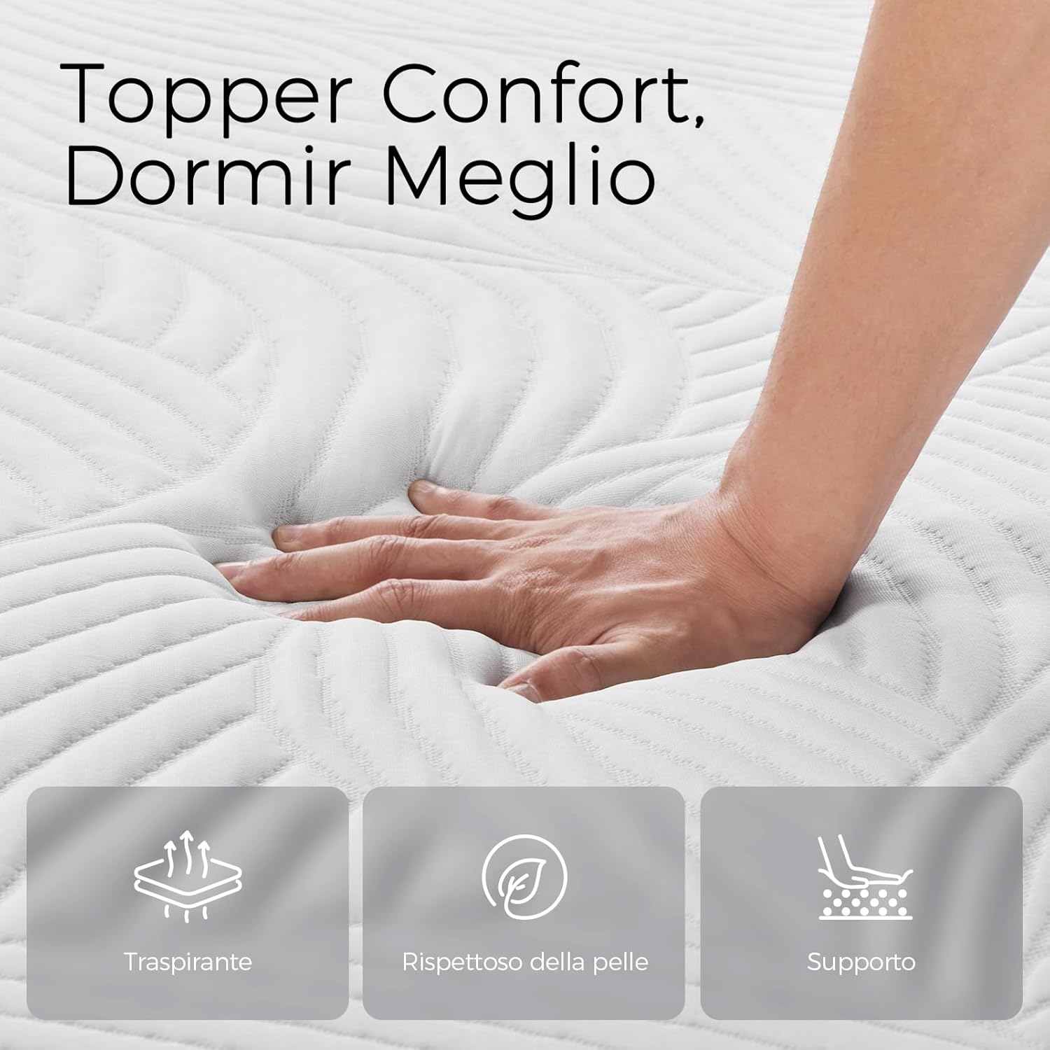 Thumbnail 2 de Sweetnight Topper Materasso in Gel 90 x 190 x 5 cm: comfort migliorato con memory foam e rivestimento sfoderabile