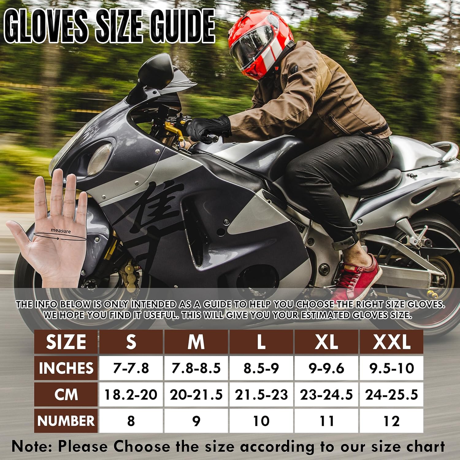 Thumbnail 5 de TOROGA Hard Knuckle Leather Motorcycle Gloves Full‑Finger