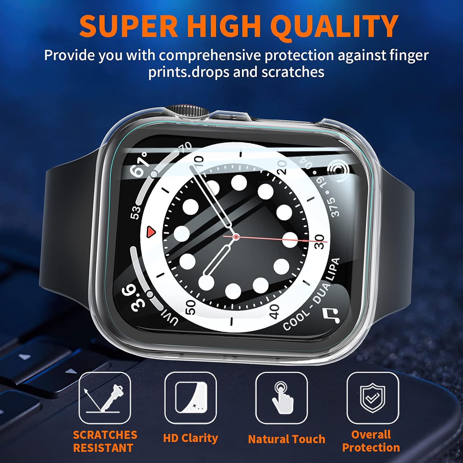 Detalle de LK 2 Pièces Coque en Verre trempé pour Apple Watch 44mm – Protection intégrée HD Clear