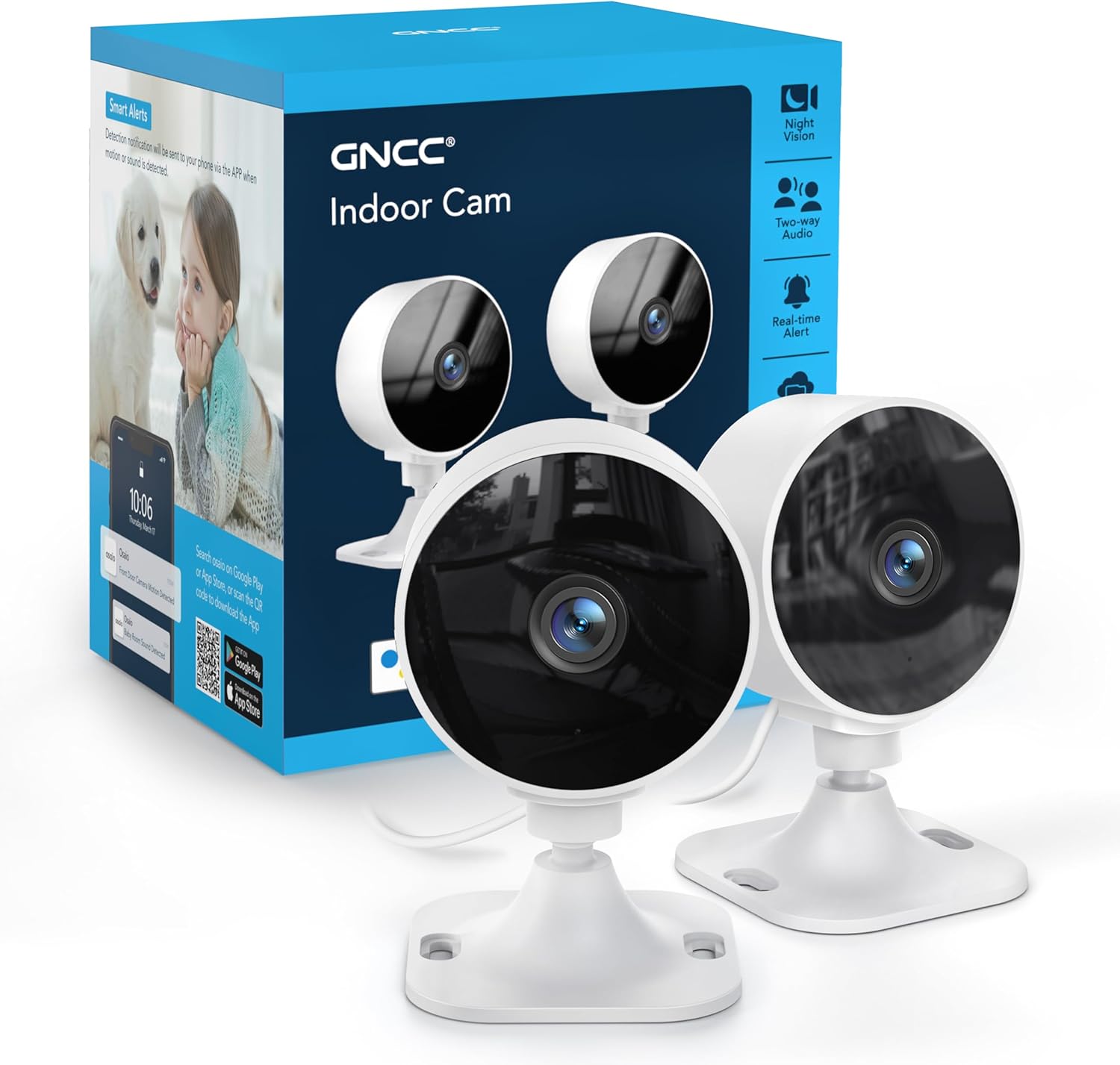 Detalle de GNCC GC3 1080P indoor security camera 2-pack