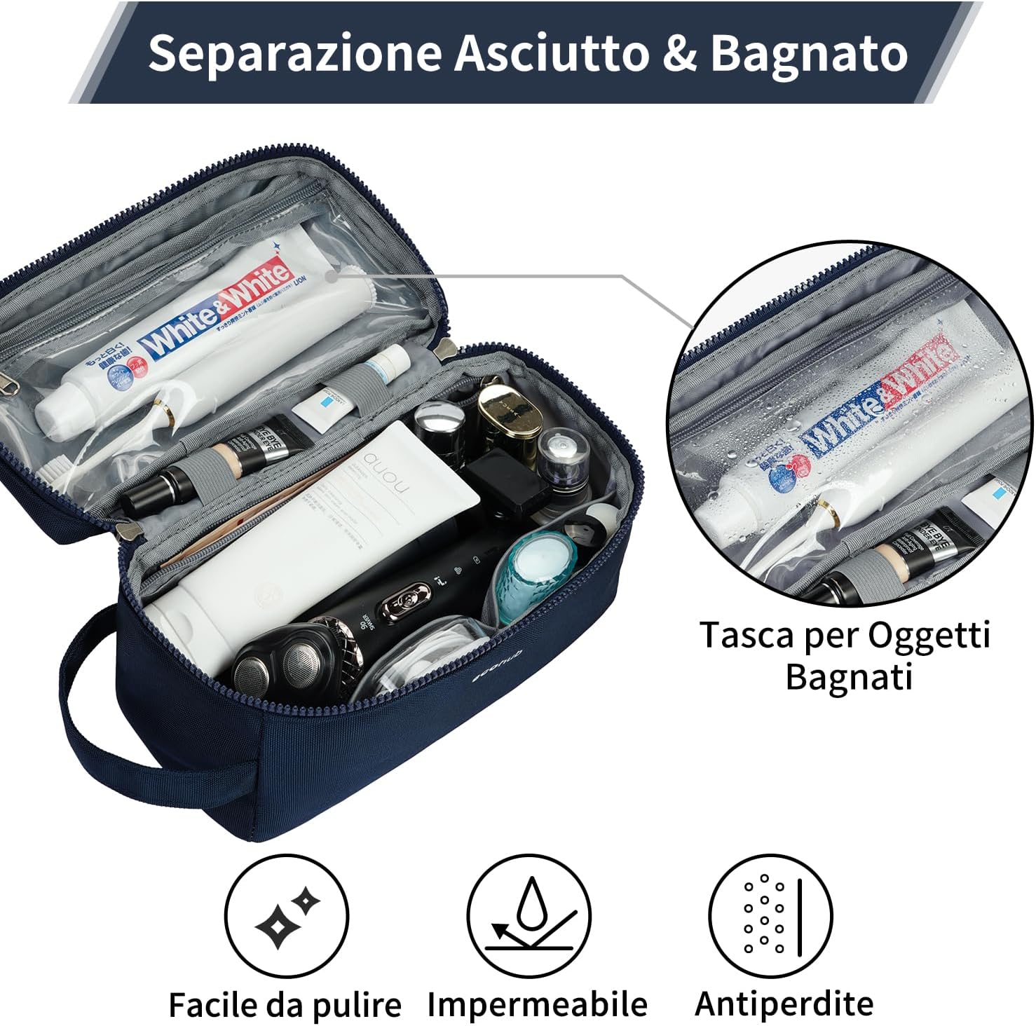 Thumbnail 2 de ECOHUB beauty case da viaggio con separazione asciutto-bagnato e apertura a 180°