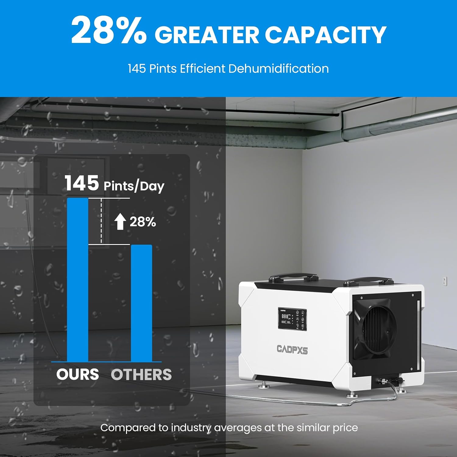 Detalle de CADPXS Remois XP145 Commercial Dehumidifier with Pump, 145-Pint Capacity