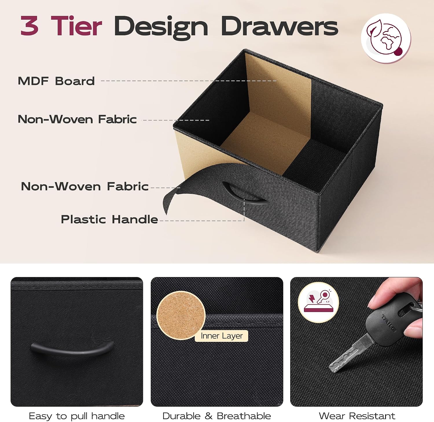 Thumbnail 5 de WLIVE Fabric Dresser with 6 Drawers