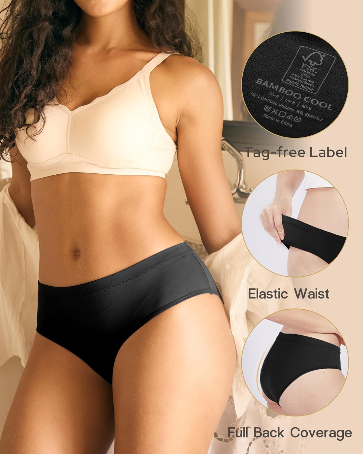 Thumbnail 4 de BAMBOO COOL Womens Bamboo Briefs 5-Pack