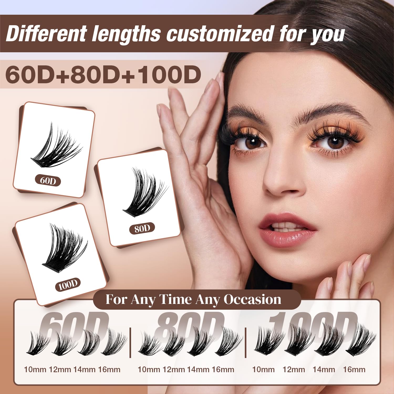 Detalle de AILAISHI Lash Clusters Kit: DIY Cluster Eyelash Extensions (60D+80D+100D, 224pcs) with Bond & Seal