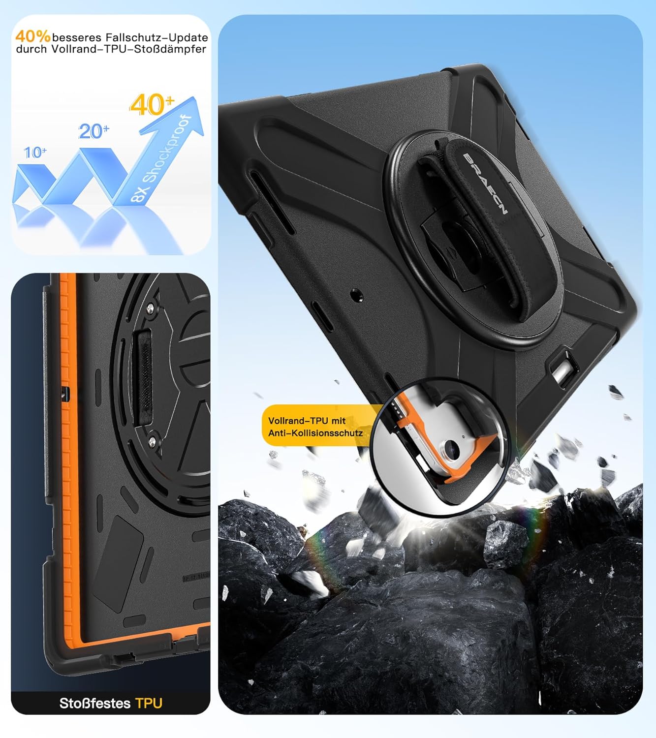 Thumbnail 6 de BRAECN Hülle für iPad Air 13 Zoll M4/M3/M2 (2026/2025/2024) – Stoßfest, 360°-Ständer, Handgurt & Schultergurt