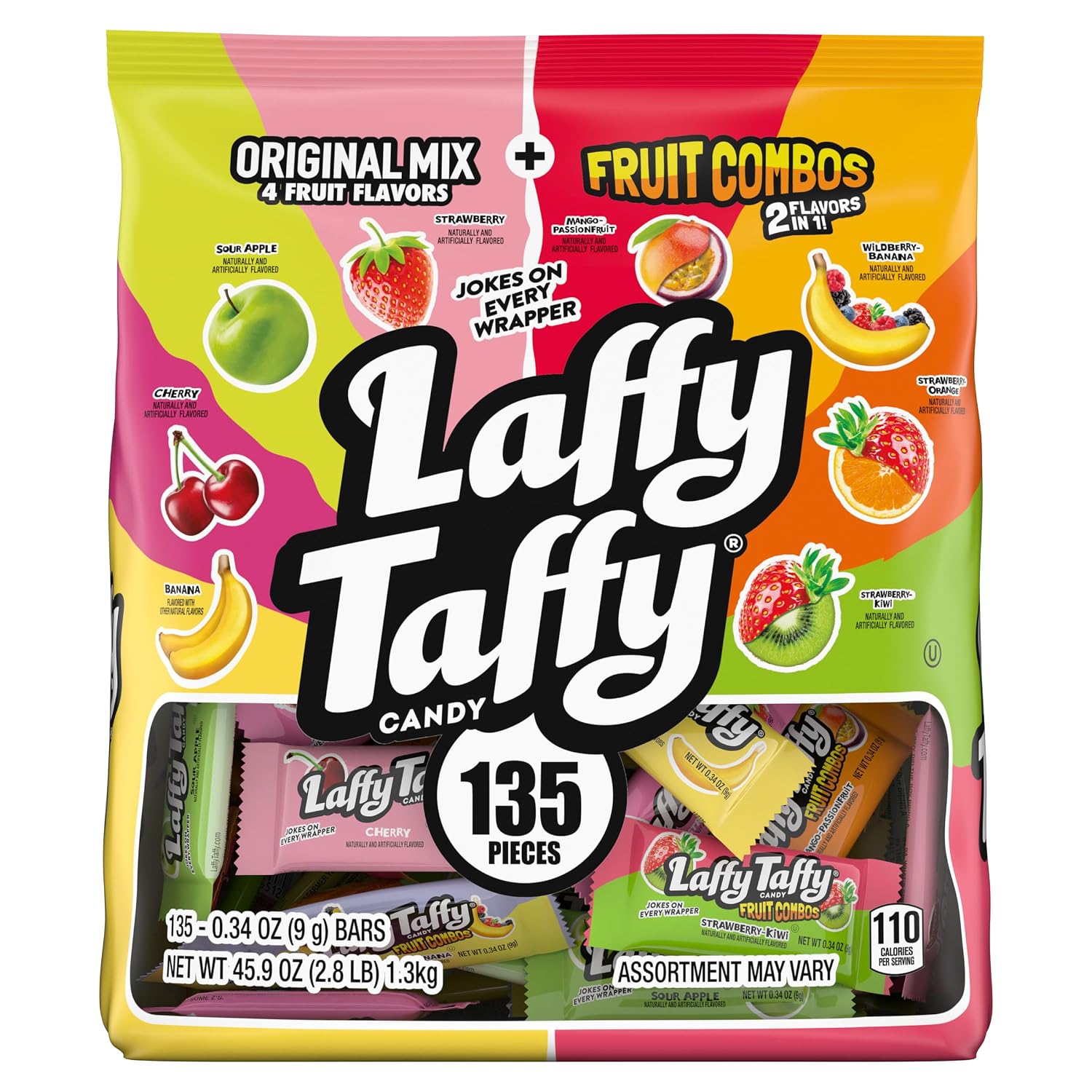 Detalle de Laffy Taffy Assorted Mini Bars, 135 Count, 45.9 oz, Fruit Flavors