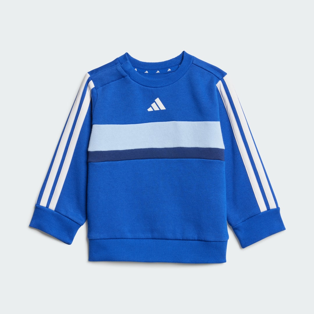 Detalle 2 de Conjunto seasonal essentials Tiberio fleece 3 bandas (Bebé) de Adidas — Azul