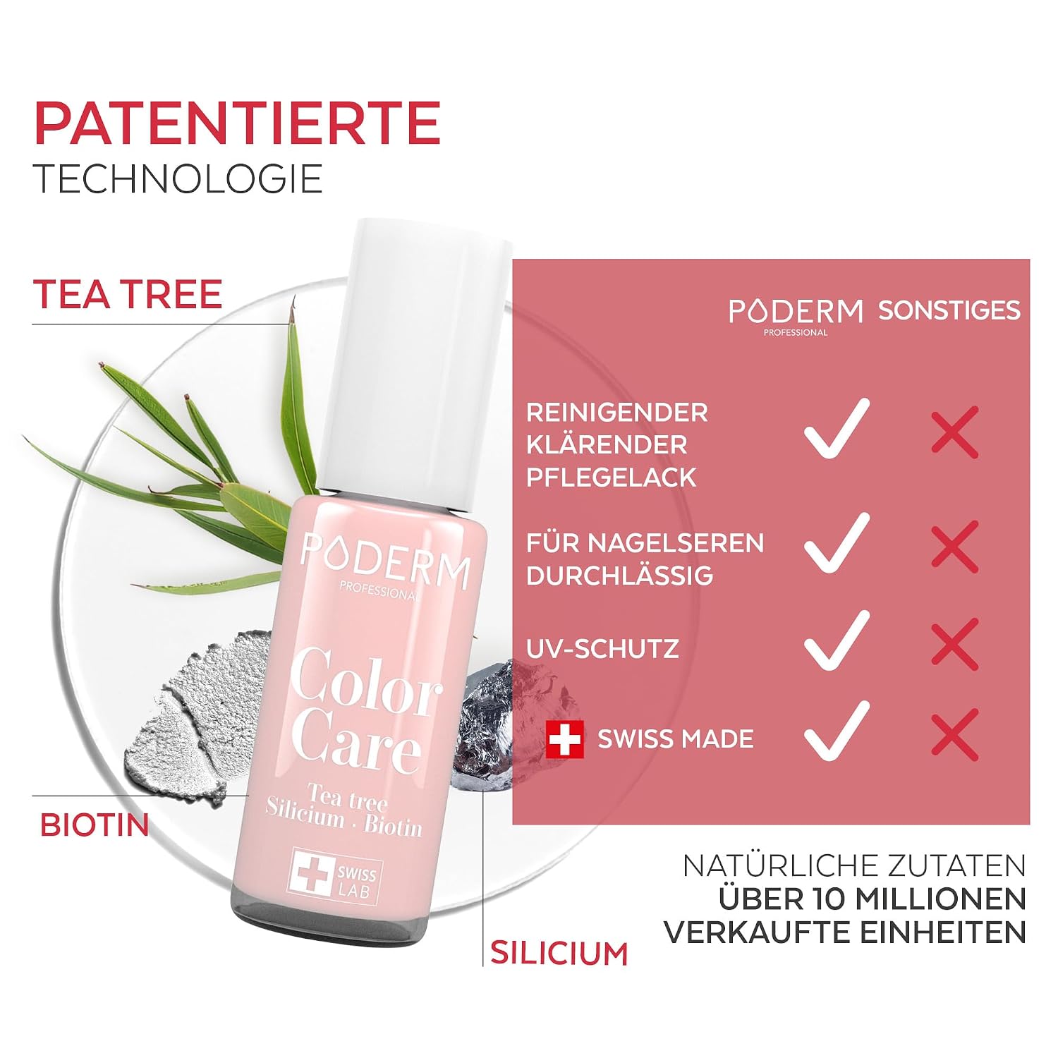 Detalle 2 de PODERM TEEBAUM-NAGELLACK COLOR CARE Rosa