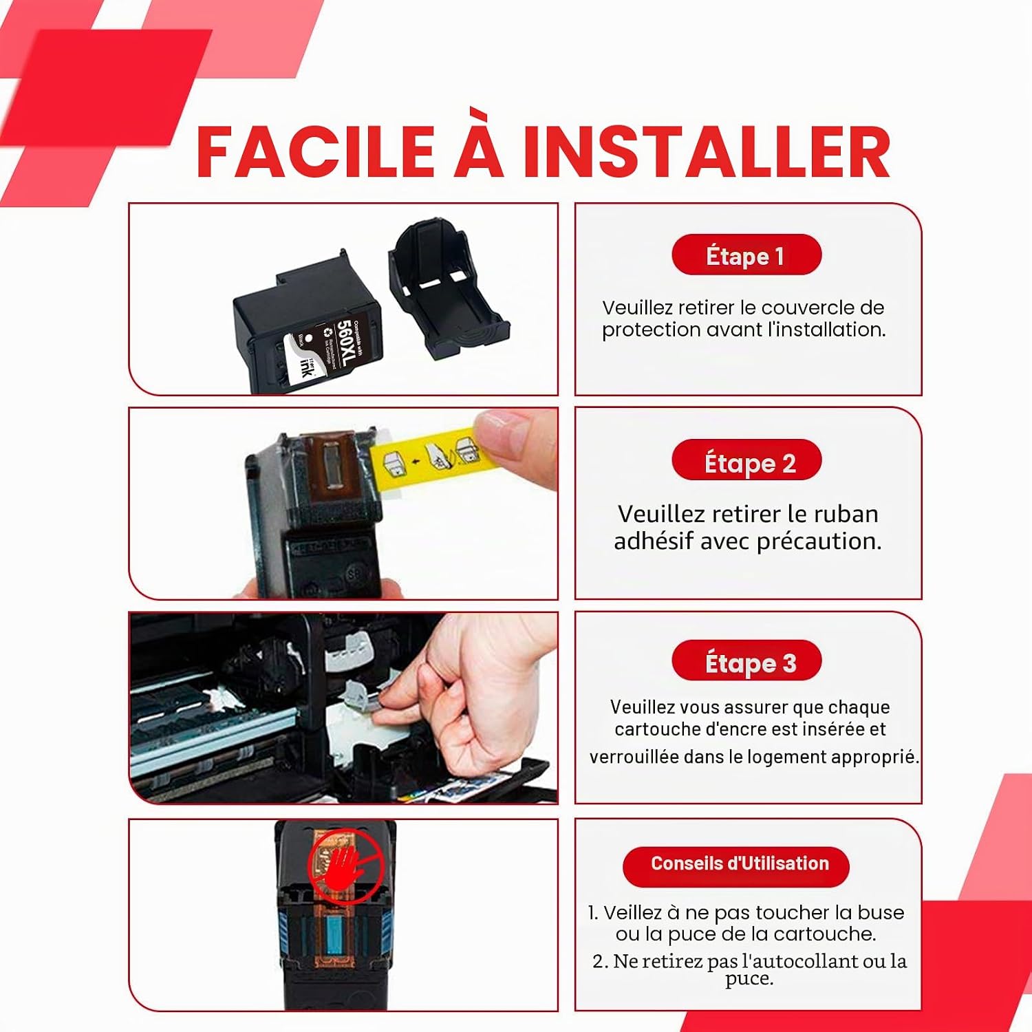 Thumbnail 6 de Starink PG-560/CL-561 XL Lot de 2 Cartouches d’encre compatibles Canon (1 Noir + 1 Couleur) – Pour Pixma TS5350/TS7450 et dérivés