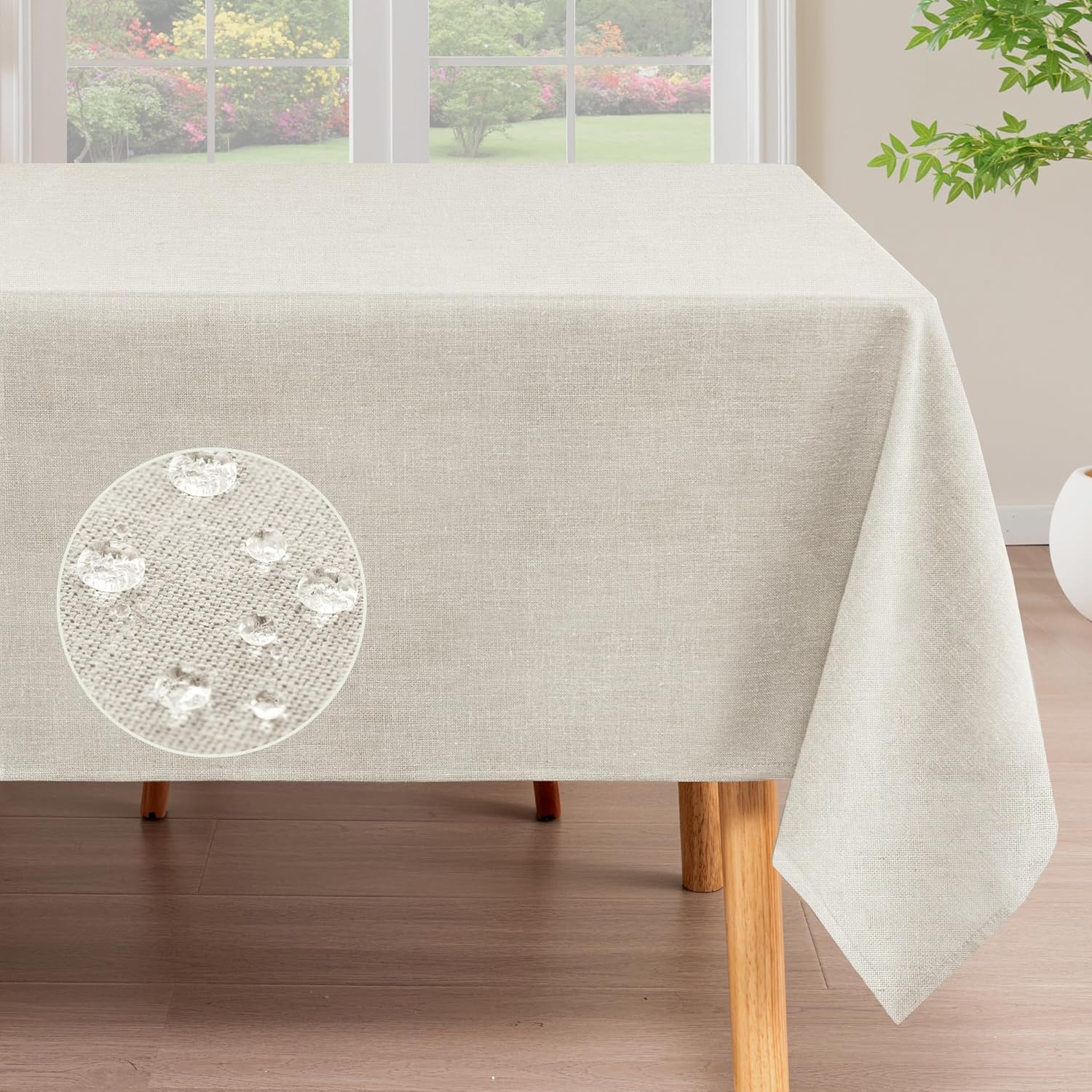 Detalle de H.VERSAILTEX Linen Table Cloths Rectangle 60 x 120 Inch – Premium, Waterproof Linen Table Cover