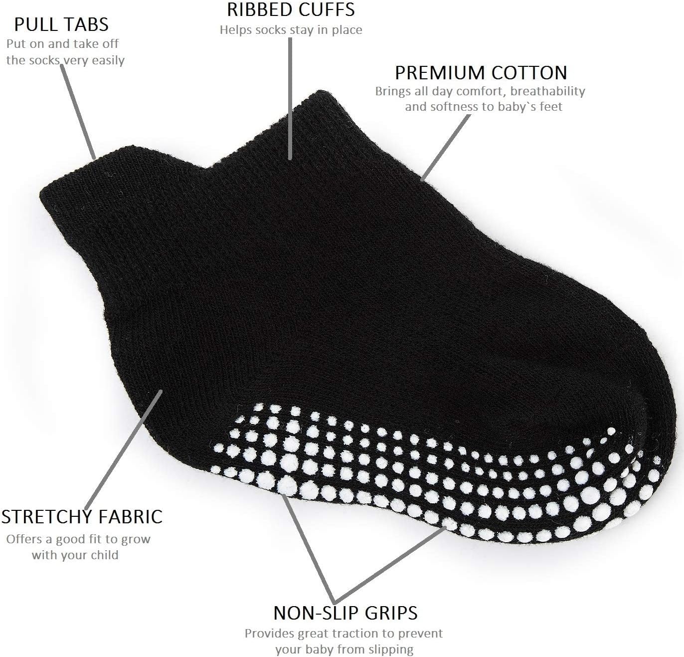 Thumbnail 3 de Zaples Baby Non Slip Grip Ankle Socks (9-Pair Set) with Non Skid Soles