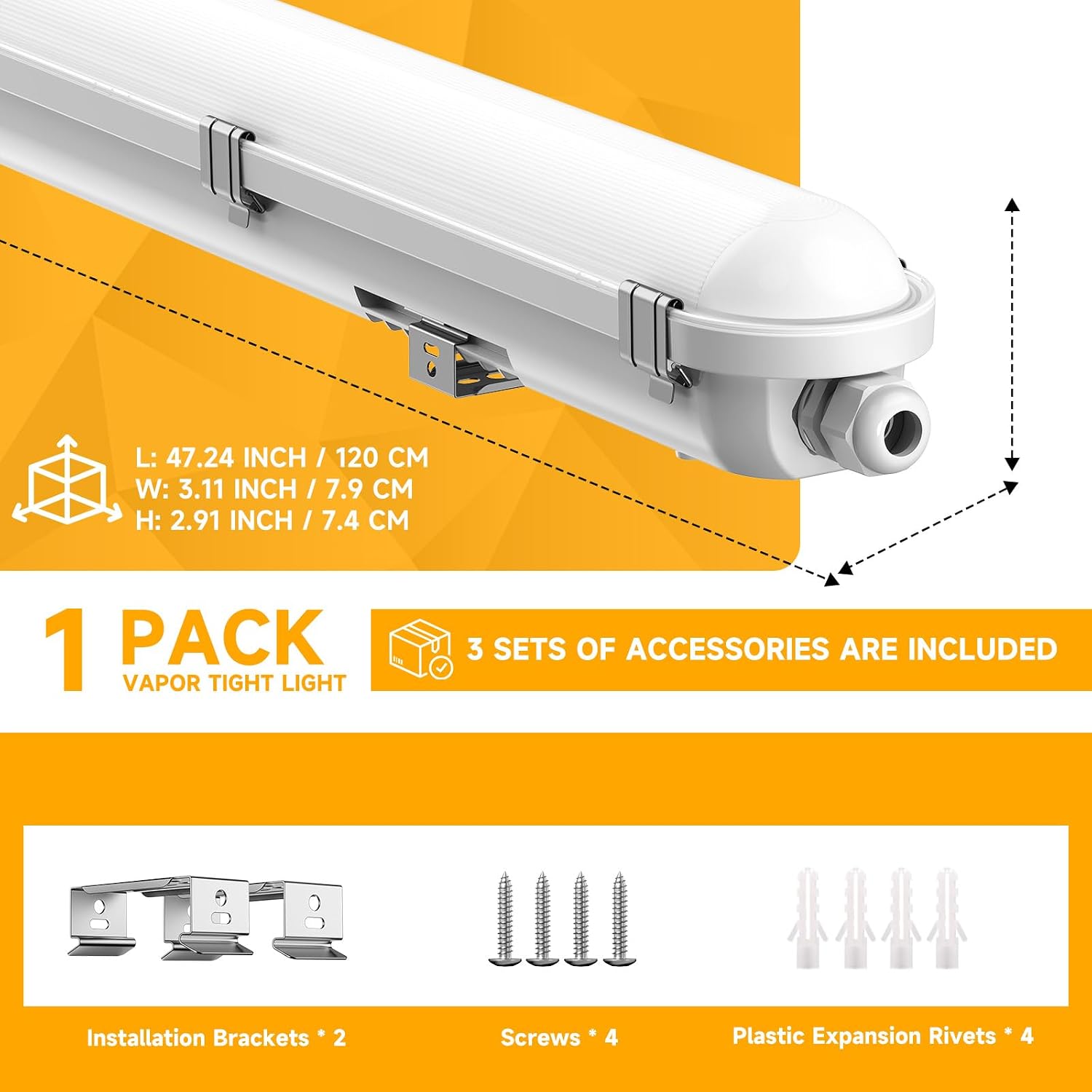 Thumbnail 6 de JC-LGL H251560W 1 PACK 4FT LED Vapor Tight Light, 10-in-1, 7,800 lm