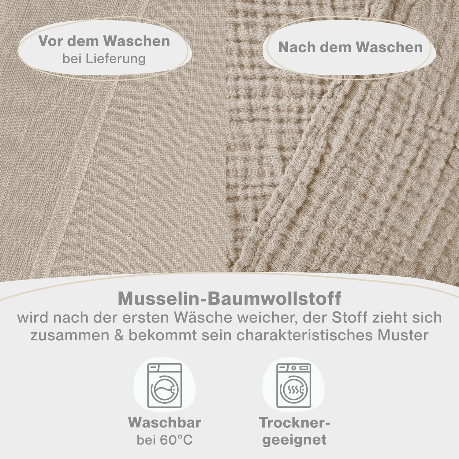 Thumbnail 1 de Laleni Spucktücher Baby im 10er Set aus reiner Baumwolle (Musselin) – 70x70, beige