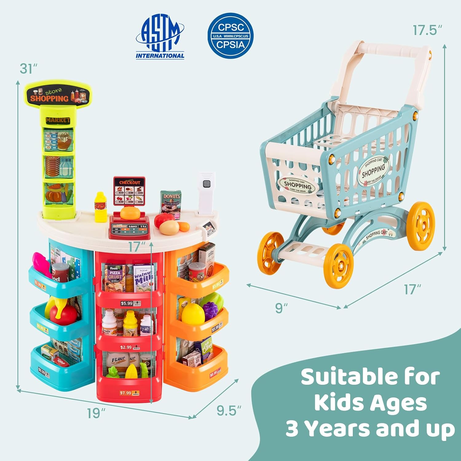 Detalle 2 de Costzon Grocery Store Playset, 76-Piece