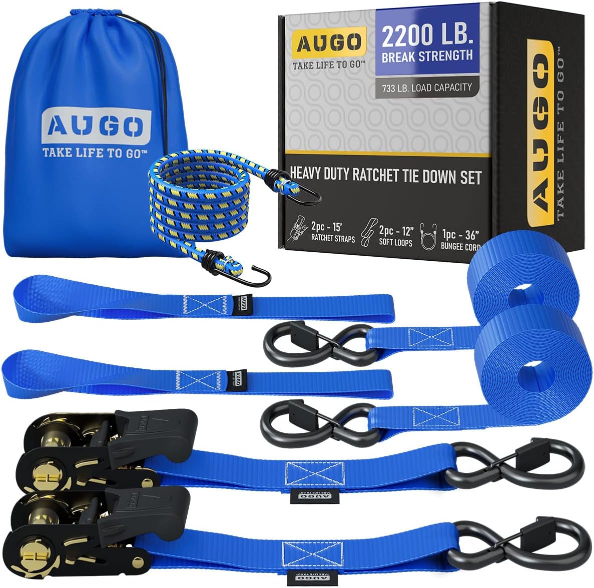 Thumbnail 6 de AUGO Ratchet Tie Down Straps – 2 Pack, 4.5M, 1000kg Break Strength
