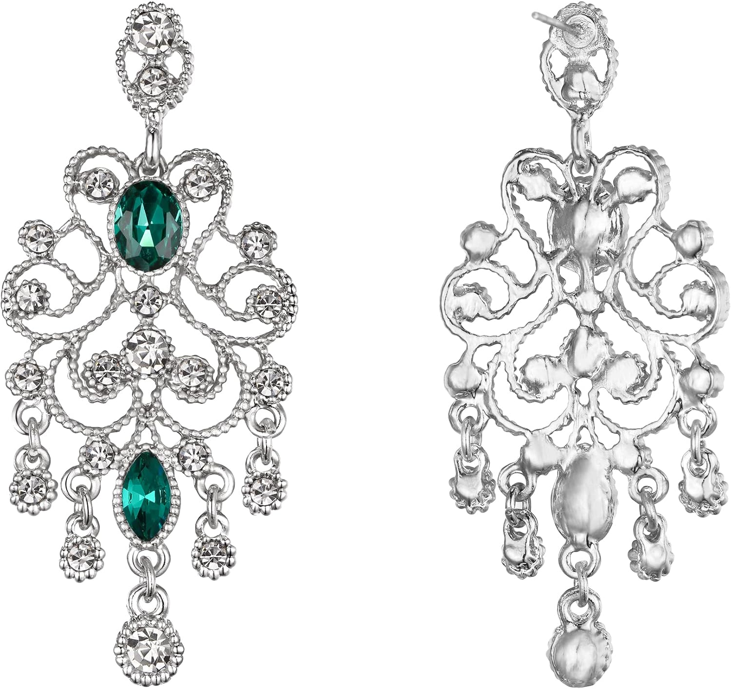 Detalle de Clearine Femme Vintage Style Autrichien Victorian Cristal Goutte Filigrane – Boucles d’oreilles percées