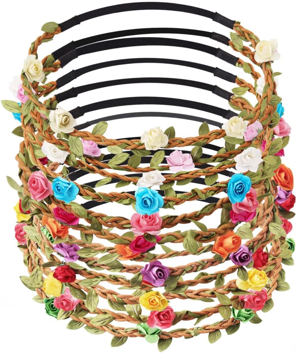 Candygirl – Couronnes de fleurs élastiques, 12 Pièces Boho pour fêtes et mariages