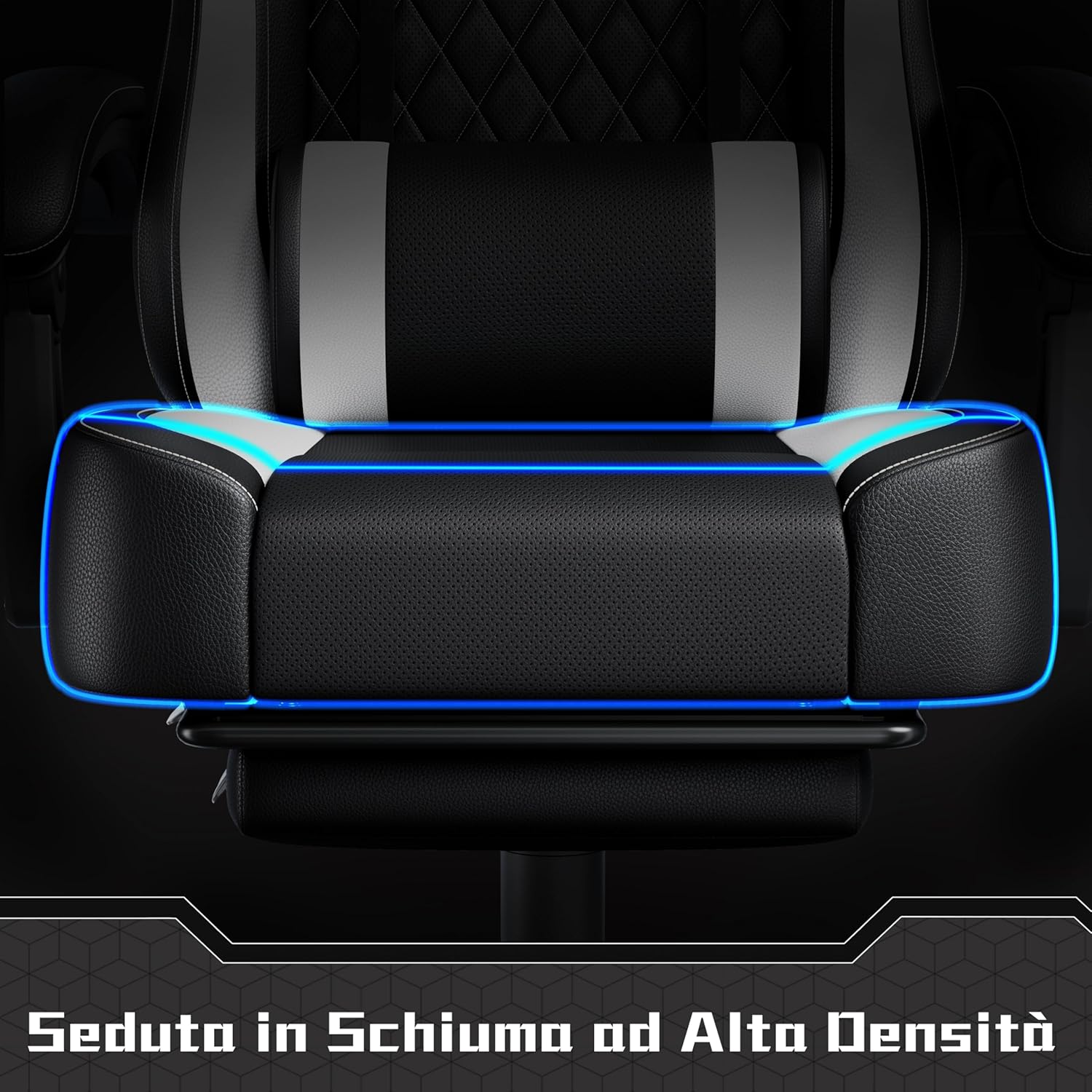 Detalle de Yaheetech Sedia da Gaming Ergonomica con Cuscino Massaggio Lombare – Bianco