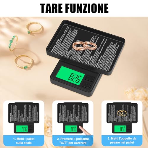 Thumbnail 4 de Diyife Bilancia di precisione 0.01 g – Mini bilancia da tasca con Display LCD e 7 unità