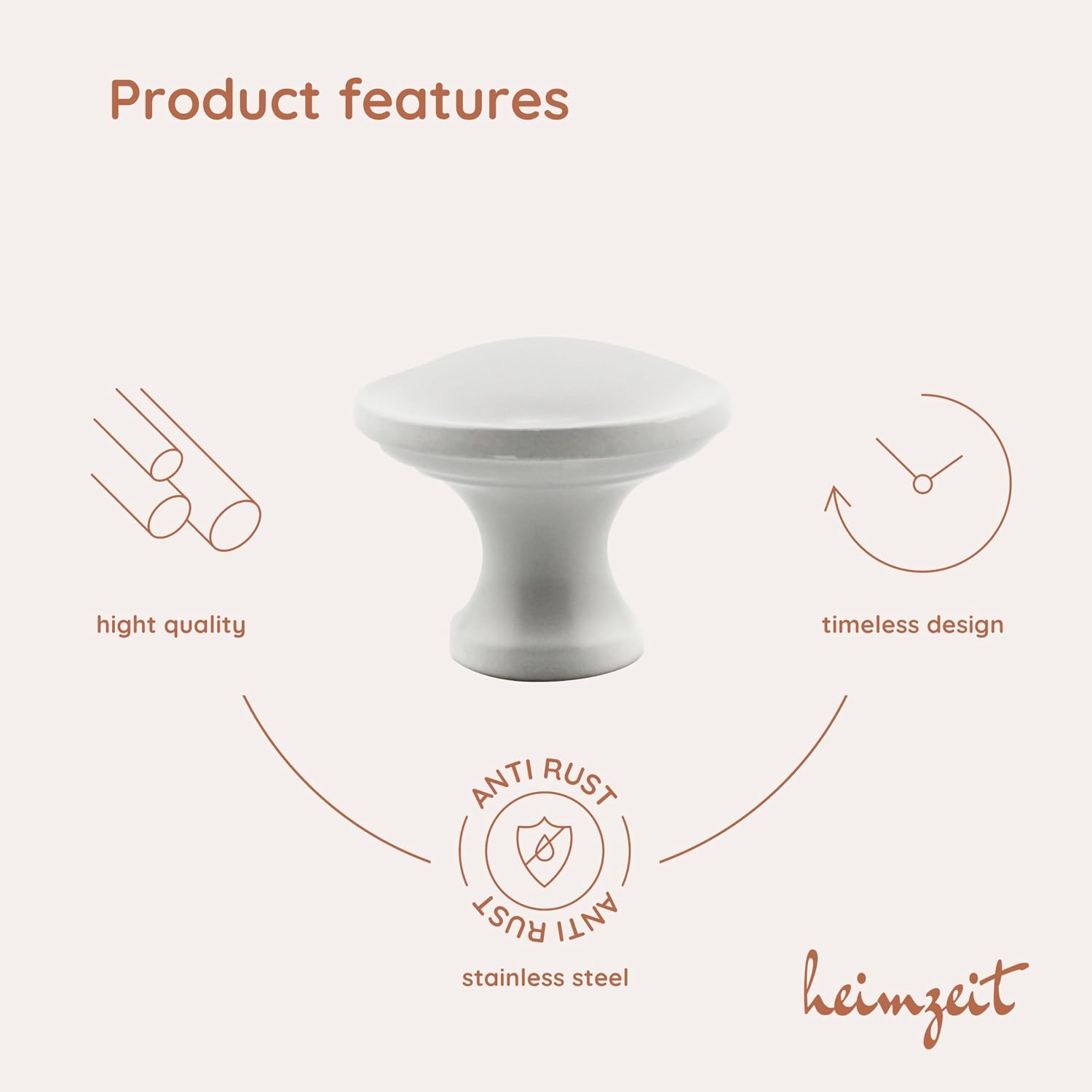 Thumbnail 2 de heimzeit Nova Cabinet Knobs, White Aluminium, 8-Piece Set
