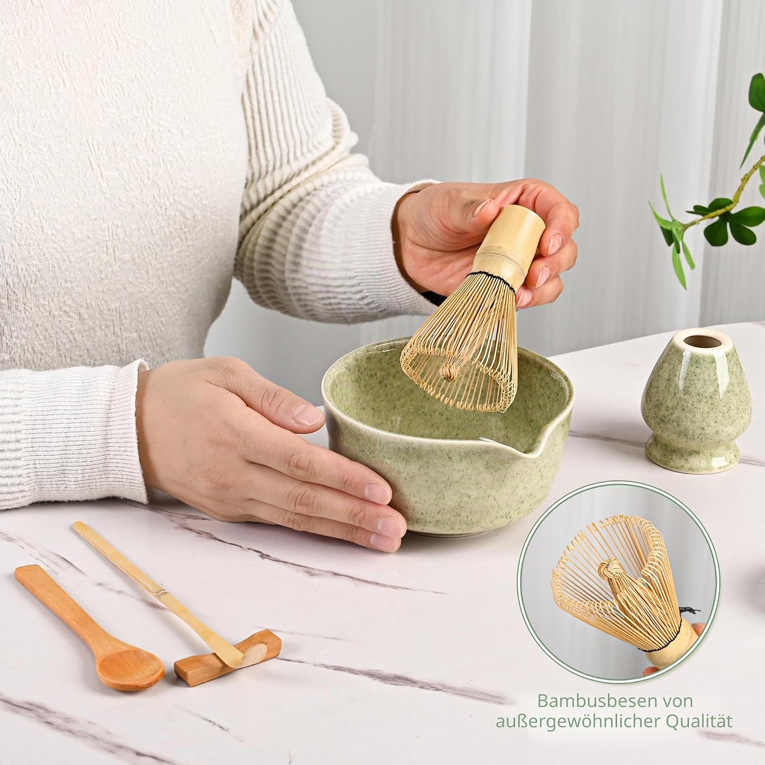Thumbnail 3 de Matcha-Schneebesen-Set – Japanisches Matcha-Tee-Set für den Haushalt (Grün)