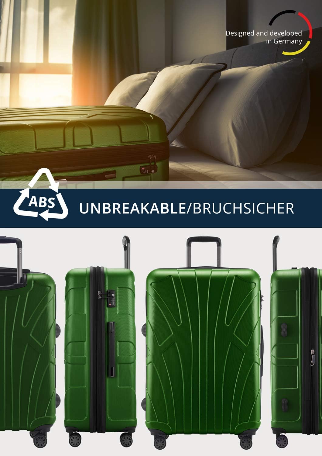 Detalle 2 de SUITLINE Valigia rigida 76 cm – 96 L, ABS opaco, verde, TSA
