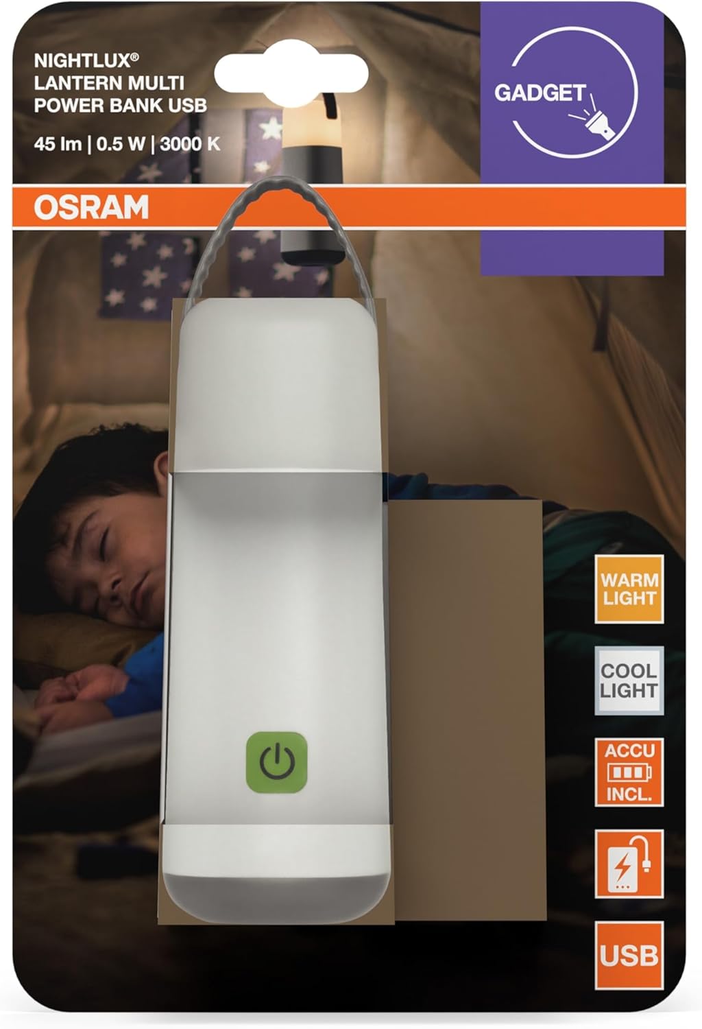 Thumbnail 1 de Osram mobiles LED Nachtlicht mit Powerbank – USB-Akkubetrieb, 1800 mAh, 45 Lumen, IP20