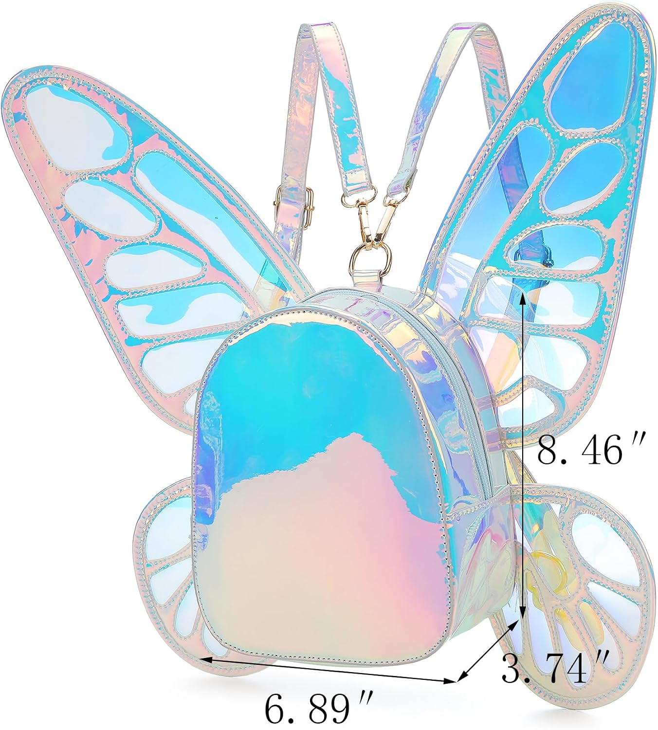 Detalle 2 de fancybag Holographic Butterfly Wings Women Backpacks – fun daypack with fairy wings rave accessories