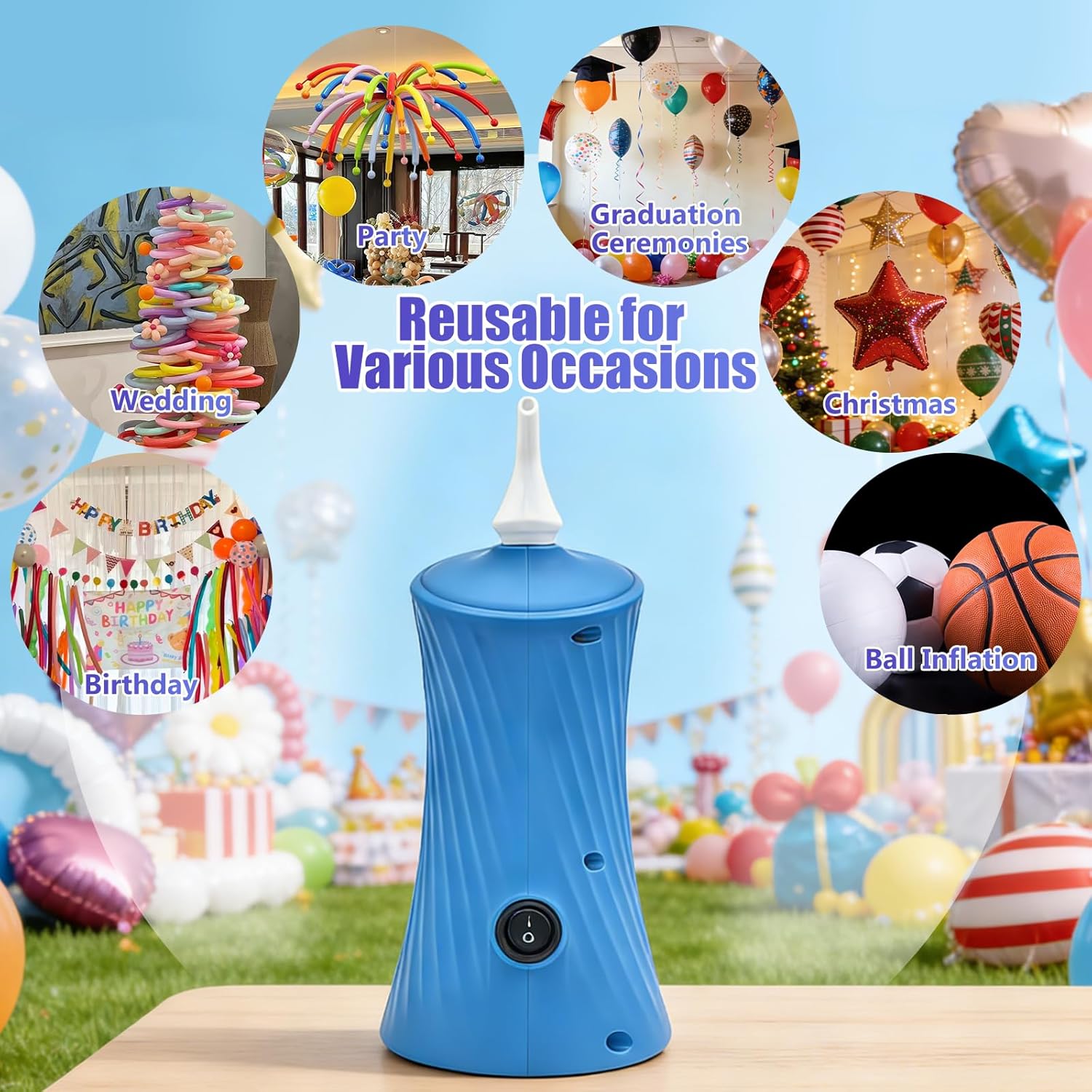 Thumbnail 6 de YEPVIE Electric Balloon Pump UK: Portable Dual-Mode Inflator with 6 Balloon Arch Kits