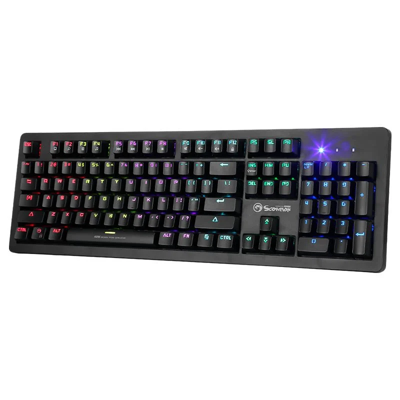 Detalle de Scorpion KG916SP: Teclado Mecánico Gaming RGB con Switch Blue, 104 teclas y retroiluminación arcoíris