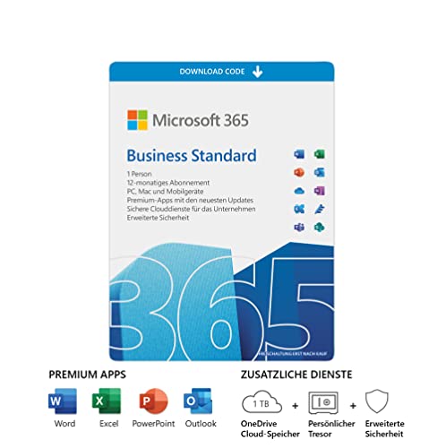 Detalle de Microsoft 365 Business Standard – 1 Nutzer, bis zu 5 Geräte, Jahresabo (Download Code)