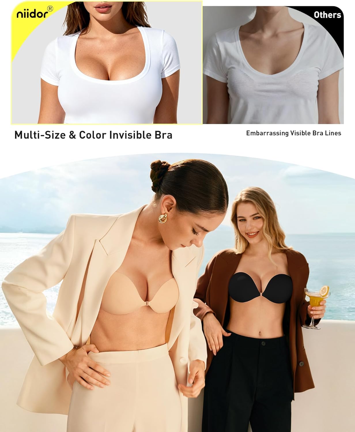 Thumbnail 2 de Niidor Silicone Adhesive Strapless Push-Up Bra with Reusable Nipple Covers
