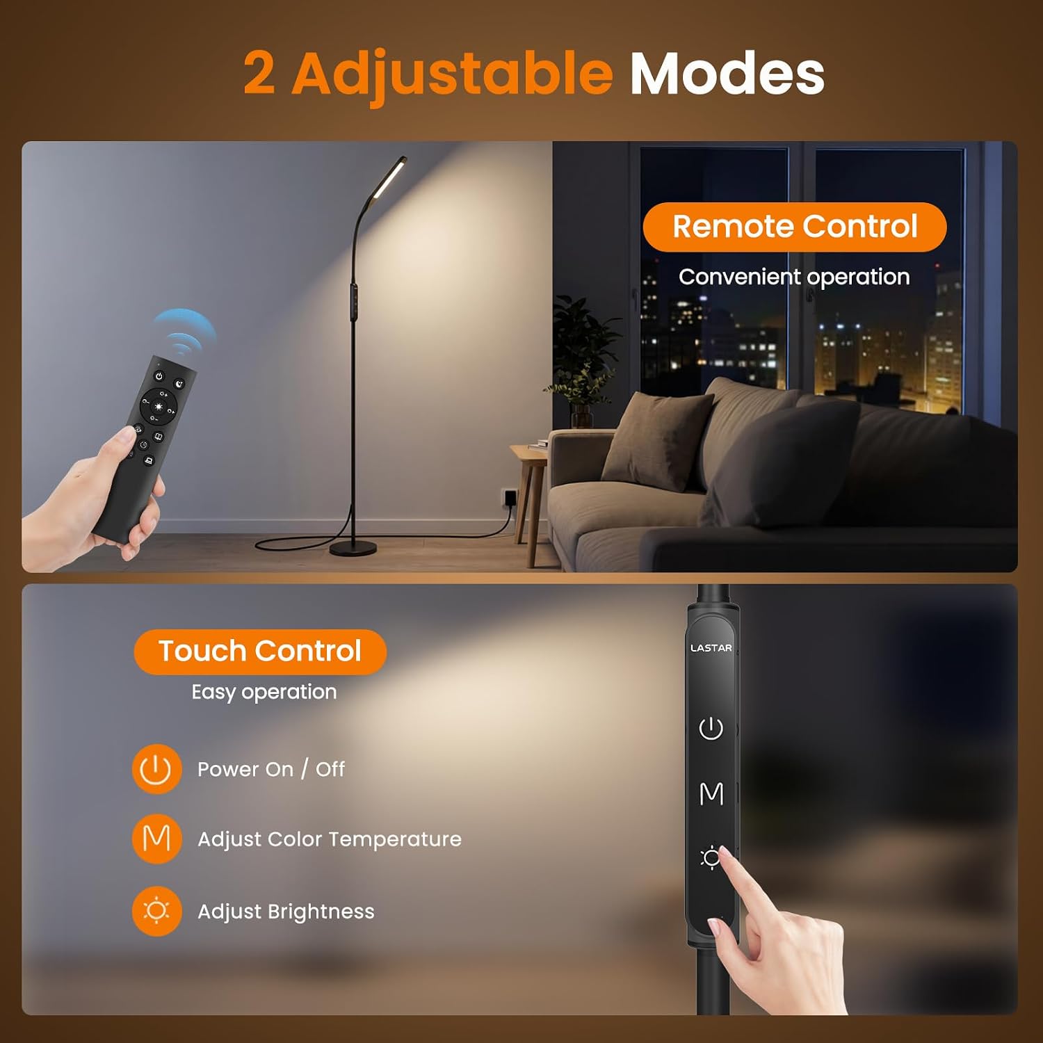 Detalle 2 de LASTAR LS-SL003 LED Floor Lamp with Remote, Touch Control and Flexible Neck