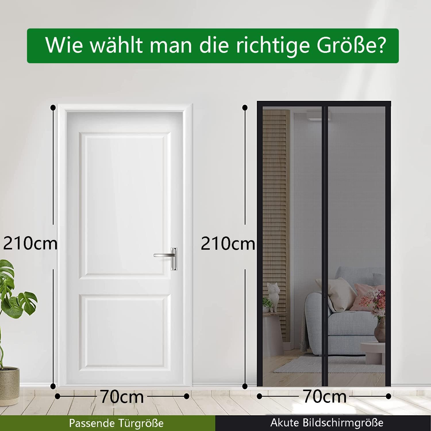 Thumbnail 1 de Panngu Magnet Fliegengitter für Balkontür 70x210 cm (schwarz) – selbstklebend ohne Bohren, Insektenschutz-Tür