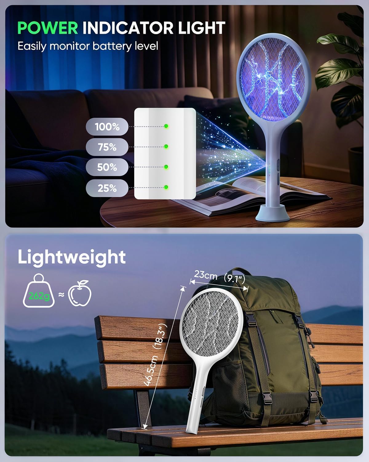 Thumbnail 6 de VIWAVE Raqueta Mosquitos Electrica 4000V: 2 en 1 con Luz UV y Base Estable