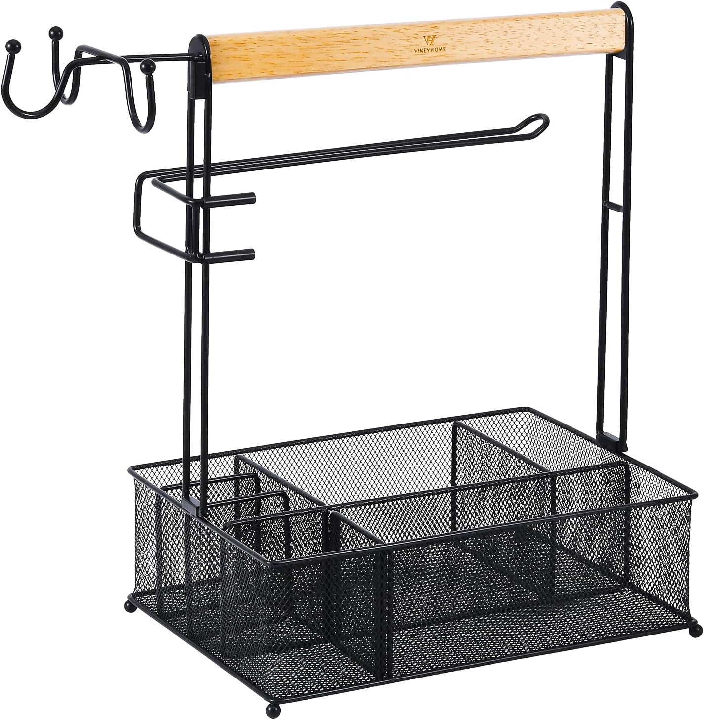 Detalle de VIKEYHOME Grill Caddy Mesh Organizer with 3 Hooks and Paper Towel Holder
