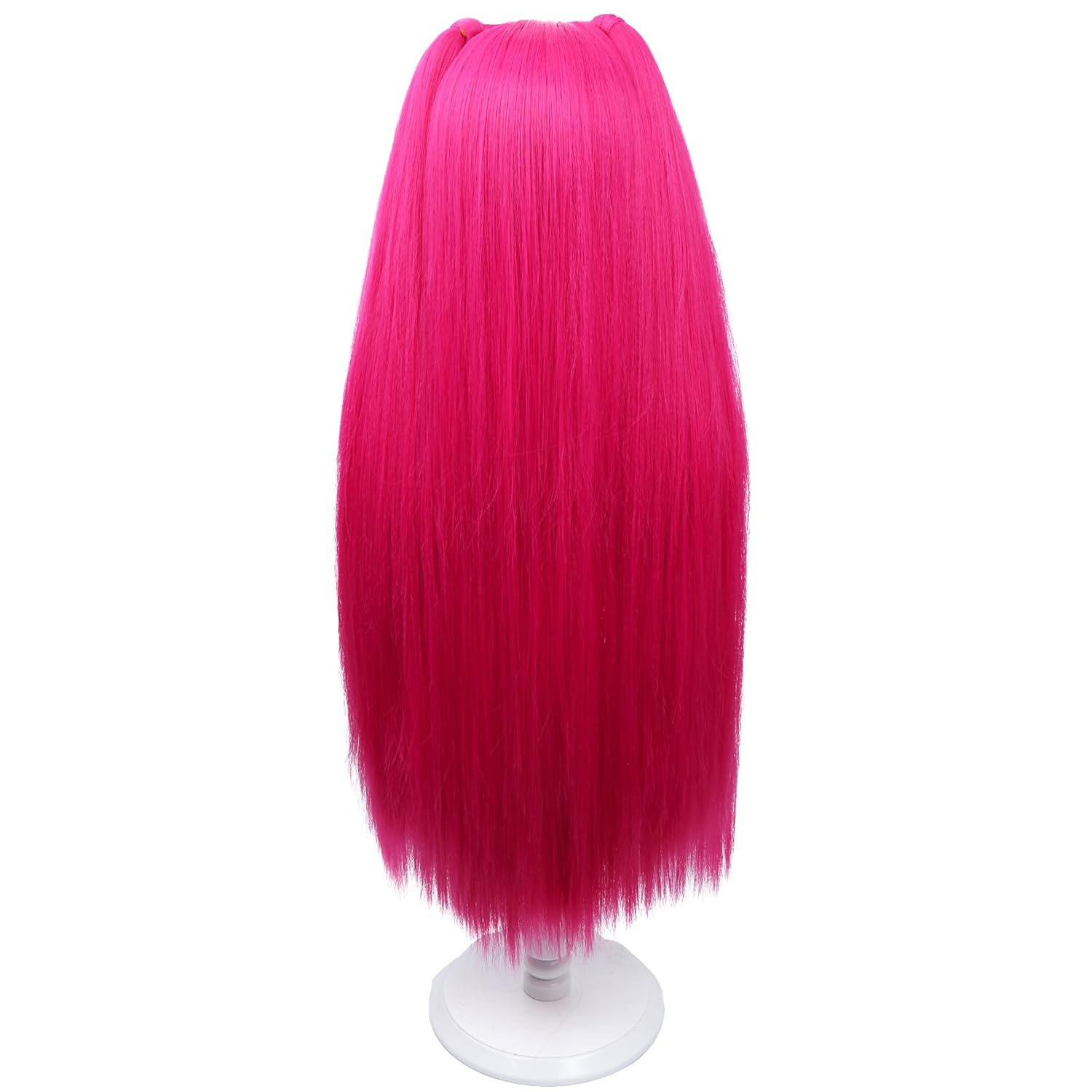 Detalle de WTHCOS Long Hot Pink Wig for Kids, Heat-Resistant Synthetic Fibers