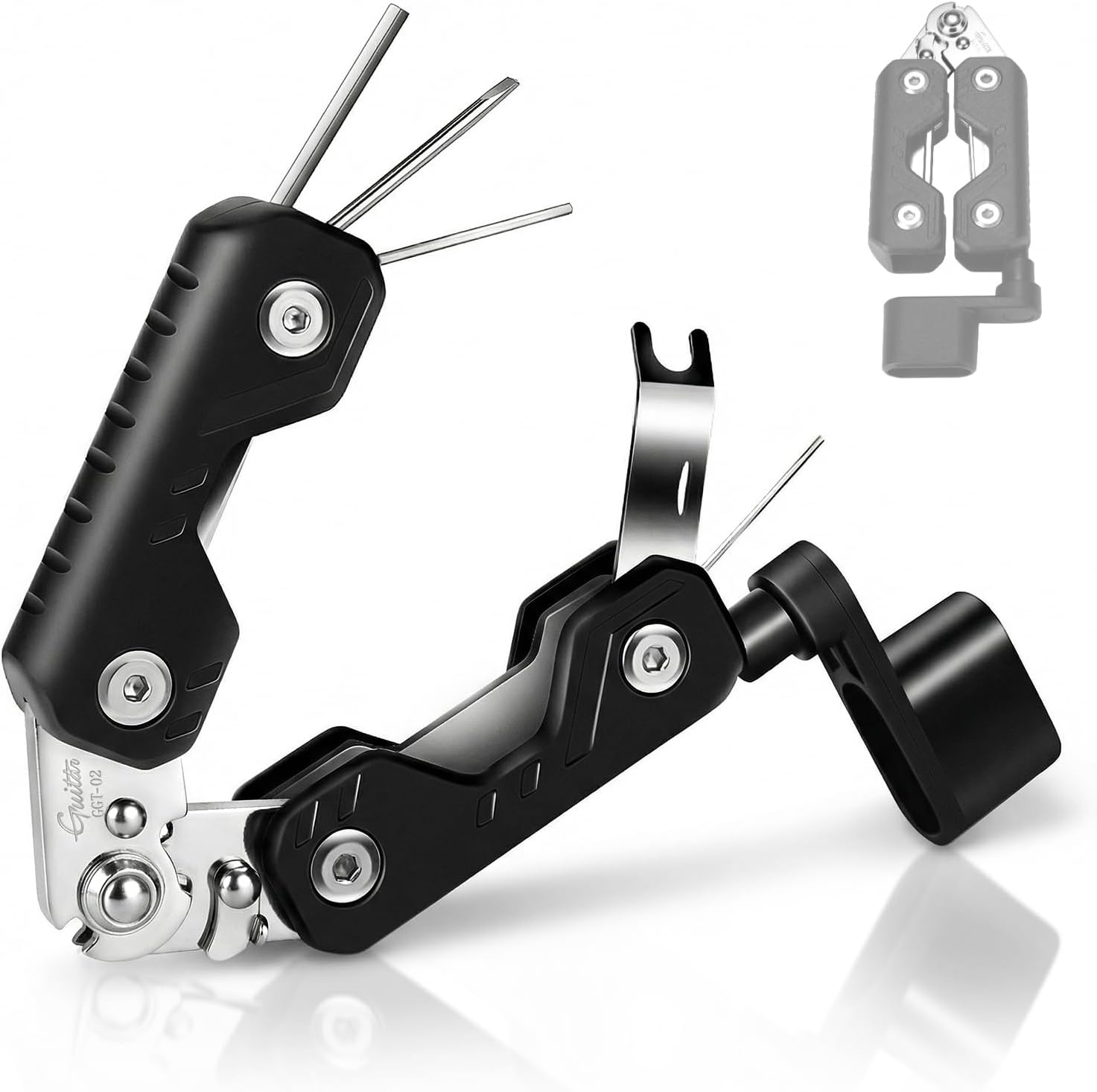 Detalle de GUITTO GGT-02 7-in-1 Guitar Tool with String Winder, Cutter and Hex Keys