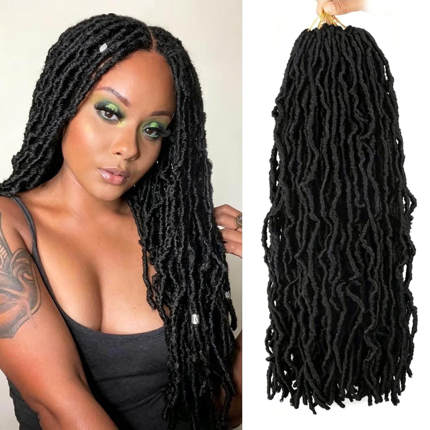 Detalle de 6-Pack Soft Locs Crochet Hair Pre-Looped Faux Locs (18 Inch) — Goddess Curly/Wavy Crochet Locs