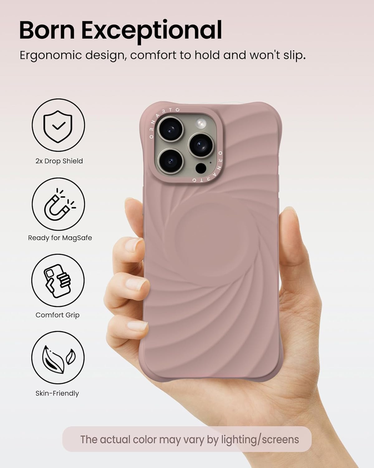 Detalle de ORNARTO Vortuxe for iPhone 15 Pro Max Case 6.7" – Military-Grade Protection with Textured Grip